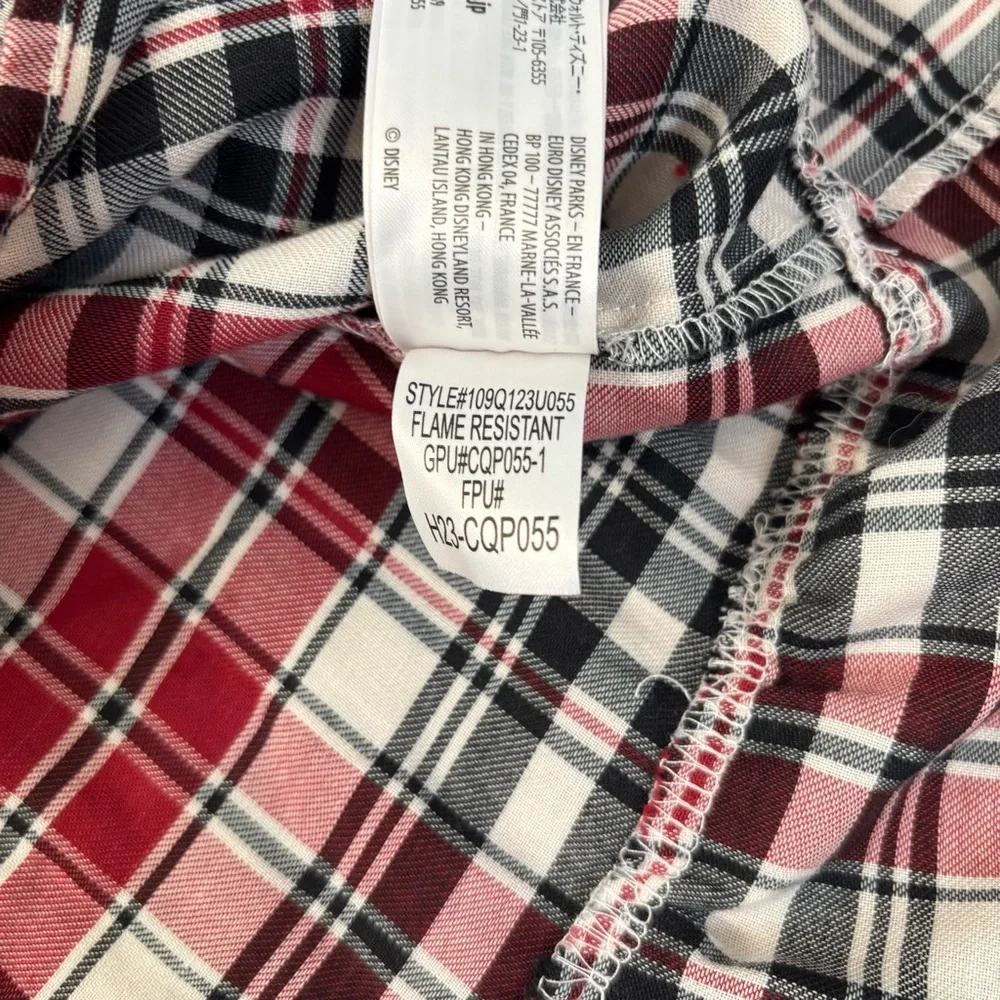 Disney Mickey Mouse Nightgown Sz 7/8 Family Christmas Picture Plaid Red Pajamas